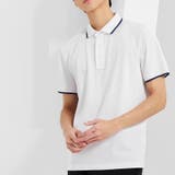 ホワイト | 配色ライン襟付き 半袖 Tシャツ | shoppinggo