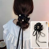 ヘアゴム リボンシュシュ パール高級感 | shoppinggo | 詳細画像1 