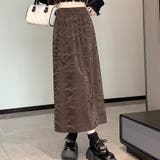 ブラウン | ロングスカート ハイウエストマキシ丈 Aラインスカート | shoppinggo