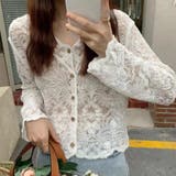ホワイト | サマーカーディガン 花柄刺繡 透かし編み | shoppinggo