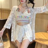 ホワイト | 総レースカーディガン 花柄 レディース | shoppinggo