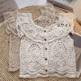 透かし編みメッシュニット フレンチ袖 カーディガン | shoppinggo | 詳細画像2 