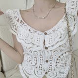 透かし編みメッシュニット フレンチ袖 カーディガン | shoppinggo | 詳細画像13 
