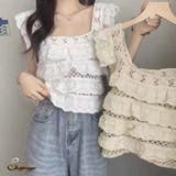 透かし編みメッシュニット スクエアネック サマーニット | shoppinggo | 詳細画像1 