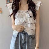 透かし編みメッシュニット スクエアネック サマーニット | shoppinggo | 詳細画像11 