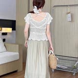 透かし編みメッシュニット フレンチ袖 ノースリーブトップス | shoppinggo | 詳細画像17 