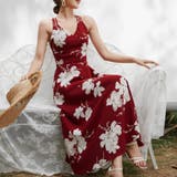 ワインレッド | キャミワンピース 花柄 バックオープン | shoppinggo