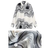 幾何学柄長袖シャツ 渦巻き 波柄プリントシャツブラウス | shoppinggo | 詳細画像3