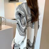 幾何学柄長袖シャツ 渦巻き 波柄プリントシャツブラウス | shoppinggo | 詳細画像6