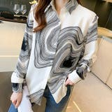 幾何学柄長袖シャツ 渦巻き 波柄プリントシャツブラウス | shoppinggo | 詳細画像9