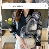 幾何学柄長袖シャツ 渦巻き 波柄プリントシャツブラウス | shoppinggo | 詳細画像10