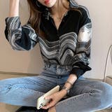 幾何学柄長袖シャツ 渦巻き 波柄プリントシャツブラウス | shoppinggo | 詳細画像11