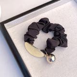 楕円 | ヘアゴム リボンシュシュ 金属ビジュー | shoppinggo