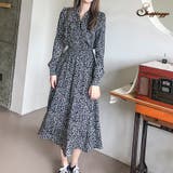 ロングフレアワンピース 花柄 長袖 | shoppinggo | 詳細画像1 