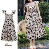 ワンピース 花柄 スクエアネック | shoppinggo | 詳細画像1 