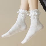 ホワイト | 靴下 花柄 フリル付き | shoppinggo
