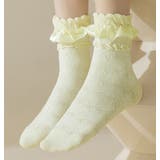 アイボリー | 靴下 花柄 フリル付き | shoppinggo
