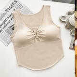 ベージュ | 夏服 カップ付きキャミソールトップ ブラ | shoppinggo
