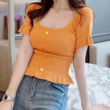 夏新作 サマーニットトップス スクエアネックTシャツ | shoppinggo | 詳細画像7 