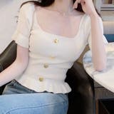 夏新作 サマーニットトップス スクエアネックTシャツ | shoppinggo | 詳細画像11 