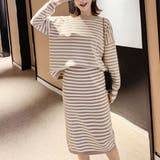 ベージュ | ニットセットアップ レディース ボーダー | shoppinggo