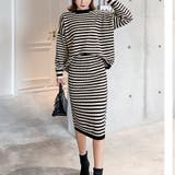 ブラック | ニットセットアップ レディース ボーダー | shoppinggo