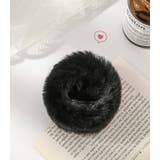 ブラック | モコモコ ヘアアクセサリー ヘアワイヤーポニー | shoppinggo