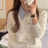 シャツレイヤード 長袖ニットセーター 襟付き | shoppinggo | 詳細画像5 