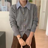 シャツレイヤード 長袖ニットセーター 襟付き | shoppinggo | 詳細画像10 