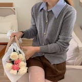 シャツレイヤード 長袖ニットセーター 襟付き | shoppinggo | 詳細画像12 