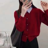 ワインレッド | シャツレイヤード 長袖ニットセーター 襟付き | shoppinggo