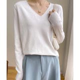 Ｖネックニットソー ニットセーター カジュアルトップス秋冬新作 | shoppinggo | 詳細画像4 