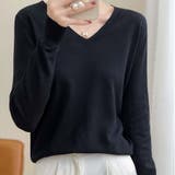 ブラック | Ｖネックニットソー ニットセーター カジュアルトップス秋冬新作 | shoppinggo