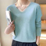 ブルー | Ｖネックニットソー ニットセーター カジュアルトップス秋冬新作 | shoppinggo