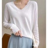 ホワイト | Ｖネックニットソー ニットセーター カジュアルトップス秋冬新作 | shoppinggo