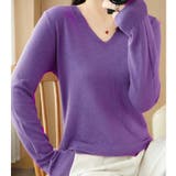 パープル | Ｖネックニットソー ニットセーター カジュアルトップス秋冬新作 | shoppinggo