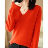 レッド | Ｖネックニットソー ニットセーター カジュアルトップス秋冬新作 | shoppinggo