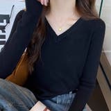 ニットソー Vネック ニットトップス | shoppinggo | 詳細画像3 