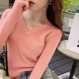 ピンク | ニットソー Vネック ニットトップス | shoppinggo