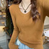 イエロー | ニットソー Vネック ニットトップス | shoppinggo