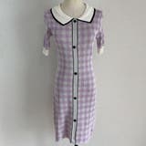 パープル | 韓国風 ニットワンピース ミニ丈 | shoppinggo