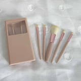 ベージュ | メイクブラシ5本セット ケース付き 持ち運び | shoppinggo