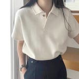 ハートボタン ポロシャツ 襟付き | shoppinggo | 詳細画像1