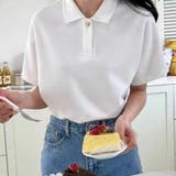 ホワイト | ハートボタン ポロシャツ 襟付き | shoppinggo