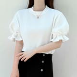 ホワイト | 夏服Tシャツ パフスリーブトップス レディース | shoppinggo