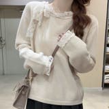 ニットトップス レース切り替え レディース | shoppinggo | 詳細画像3 