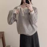 ニットトップス レース切り替え レディース | shoppinggo | 詳細画像13 