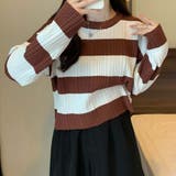 ニットトップス ボーダー柄 ニットソー レディース シンプル セーター | shoppinggo | 詳細画像12 