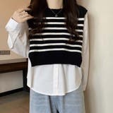 ニットセーター ニット切り替え シャツ | shoppinggo | 詳細画像2 