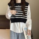 ニットセーター ニット切り替え シャツ | shoppinggo | 詳細画像7 